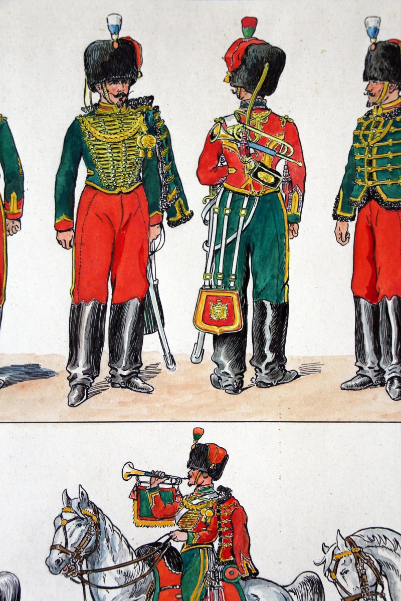 Dessin original - Planche Hector Large - Les Guides de la Garde - Second empire - 1857/1860 - Napoléon III