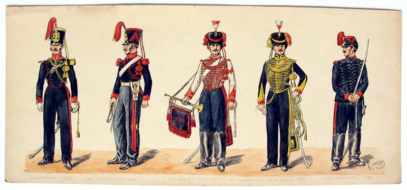 Dessin original - Planche Hector Large - Les Artilleurs - Uniforme - 1830/1880