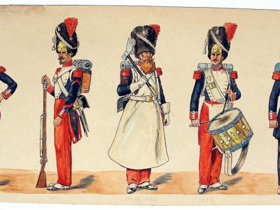 Dessin original - Planche Hector Large - Les Grenadiers de la Garde - Premier et Second empire - 1809/1860 - Napoléon III