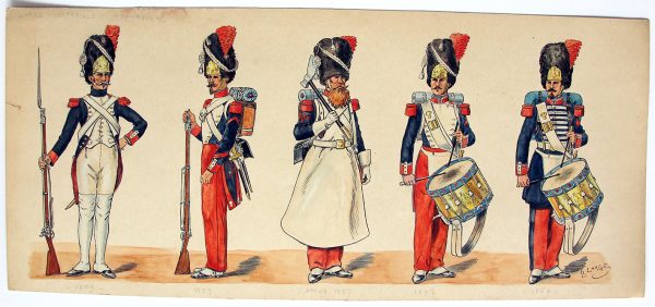 Dessin original - Planche Hector Large - Les Grenadiers de la Garde - Premier et Second empire - 1809/1860 - Napoléon III