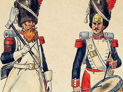 Dessin original - Planche Hector Large - Les Grenadiers de la Garde - Premier et Second empire - 1809/1860 - Napoléon III