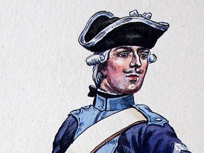 Superbe et Grande Peinture originale rehaussée - Pierre Benigni - rès belle aquarelle originale de Pierre Benigni. Royal Cravates Cavalerie (8 régiment) 1776 Maréchal des Logis.