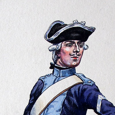 Superbe et Grande Peinture originale rehaussée - Pierre Benigni - rès belle aquarelle originale de Pierre Benigni. Royal Cravates Cavalerie (8 régiment) 1776 Maréchal des Logis.