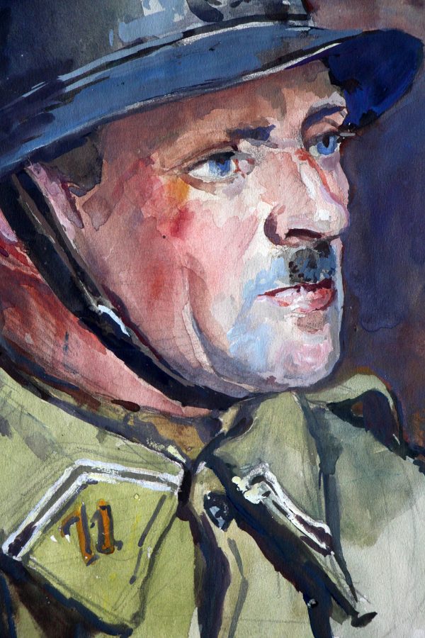 Grand Gouache Aquarelle - Auguste Cammissar - Drôle de Guerre - Soldat 1940 - Uniforme