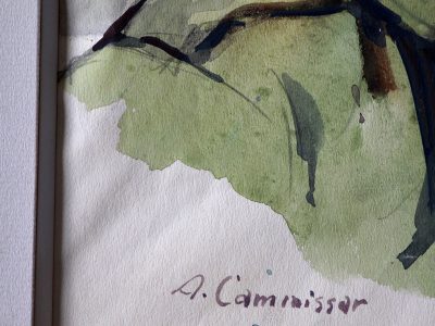 Grand Gouache Aquarelle - Auguste Cammissar - Drôle de Guerre - Soldat 1940 - Uniforme