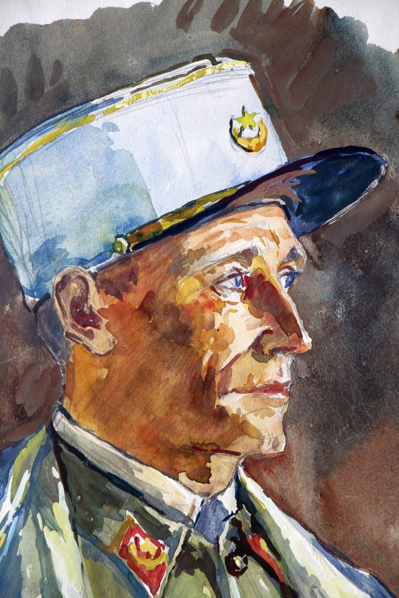 Grand Gouache Aquarelle - Auguste Cammissar - Drôle de Guerre - Soldat 1940 - Uniforme - Chasseur d'Afrique du 1er RCA entre 1939 et 1942