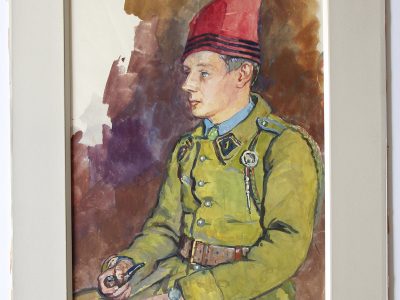 Grand Gouache Aquarelle - Auguste Cammissar - Drôle de Guerre - Soldat 1940 - Uniforme - Chasseur d'Afrique du 1er RCA entre 1939 et 1942