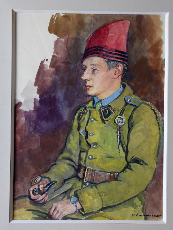 Grand Gouache Aquarelle - Auguste Cammissar - Drôle de Guerre - Soldat 1940 - Uniforme - Chasseur d'Afrique du 1er RCA entre 1939 et 1942