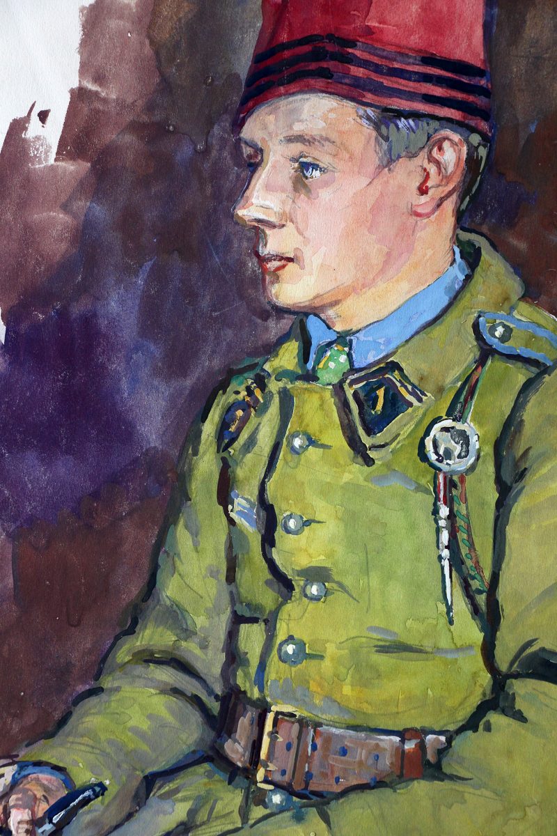 Grand Gouache Aquarelle - Auguste Cammissar - Drôle de Guerre - Soldat 1940 - Uniforme - Chasseur d'Afrique du 1er RCA entre 1939 et 1942