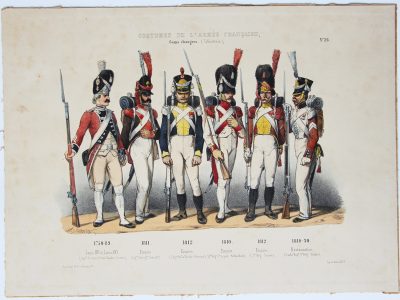 Planche ancienne sur l'armée Française - Charles Vernier - Costumes de l'armée Française - Corps Etrangers - Rehaussée à la main - Suisse