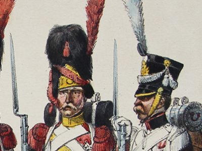 Planche ancienne sur l'armée Française - Charles Vernier - Costumes de l'armée Française - Corps Etrangers - Rehaussée à la main - Suisse