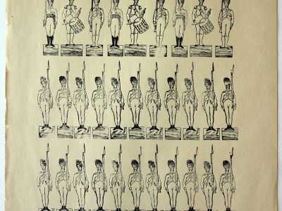 Planche Petits Soldats - Gravure sur bois sur grande feuille - Tirage imprimeur - Type tirage Epinal - Imagerie Pellerin - Grenadier 1er Empire