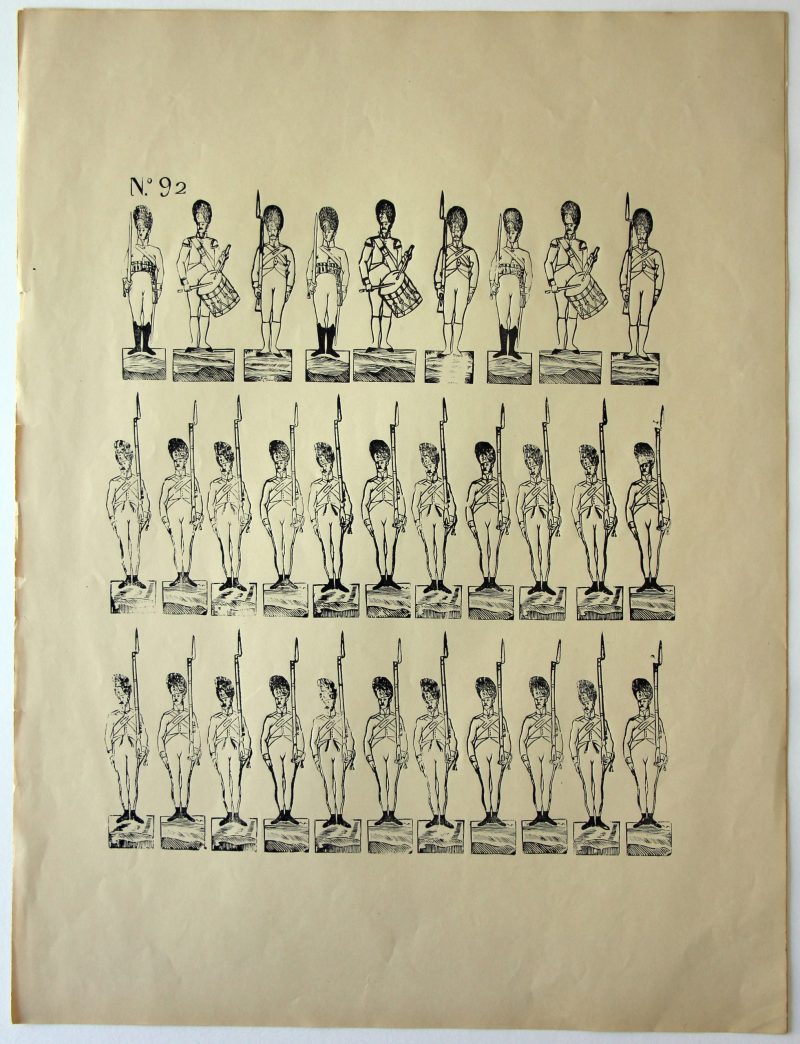 Planche Petits Soldats - Gravure sur bois sur grande feuille - Tirage imprimeur - Type tirage Epinal - Imagerie Pellerin - Grenadier 1er Empire