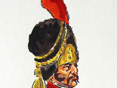 Peinture originale rehaussée - Hussards - Henry Boisselier - Gouache - Infanterie Légère Italie - Napoléon - 1er Empire - Uniforme