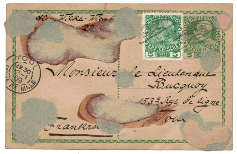 Carte Postale - Dessin plume encre original - Karl Alexander Wilke - Infanterie France - Napoléon - 1809 - 1er Empire - Bucquoy Lieutenant