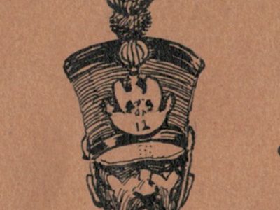 Carte Postale - Dessin plume encre original - Karl Alexander Wilke - Infanterie France - Napoléon - 1809 - 1er Empire - Bucquoy Lieutenant
