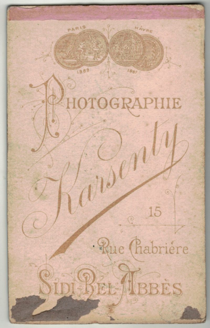 CDV Soldat Français - 1 Régiment Infanterie - 3ème République - Baïonnette - Médaille - Photographie Sidi Bel Abbès - Algerie Karsenty