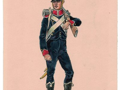 Peinture originale rehaussée - Tirailleurs de la garde Impériale - Henry Boisselier - Gouache - Napoléon - 1er Empire - Uniforme