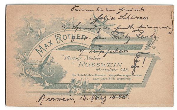 Coll_IE_5 CDV Etudiant Allemagne XIX - Rosswein - Allemagne - Mensur - Studentika - Escrime - 1898 - Balafre - Schmiss - Etudiants