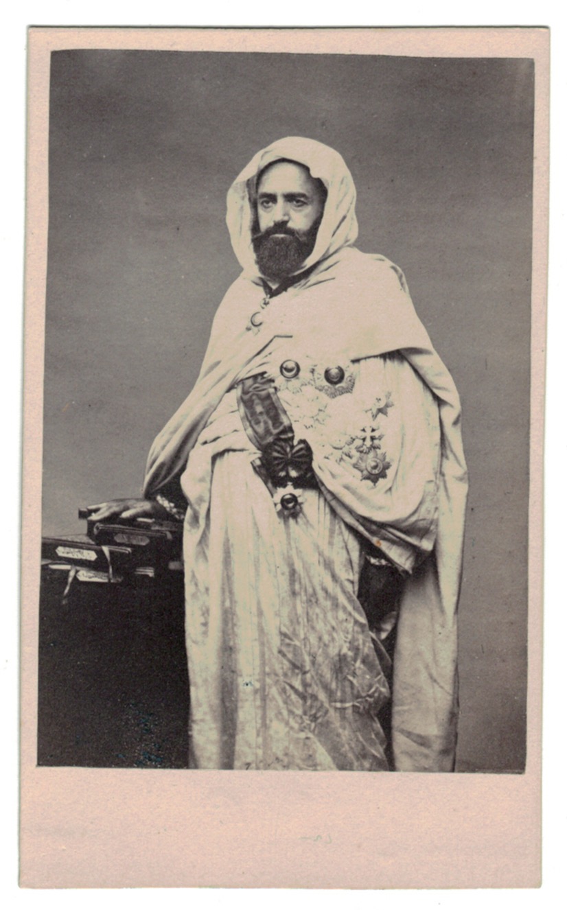 Abd-El-Kader vintage cdv albumen print, Abdelkader ibn Muhieddine. Conquête Algerie - Empire Français - Circa 1870