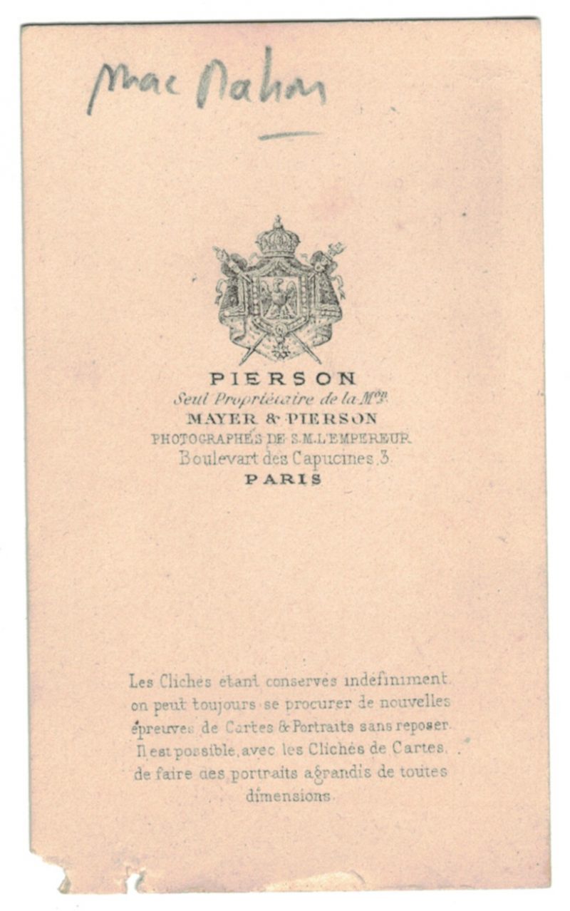 CDV - Cabinet Card - Second Empire - De Mac Mahon - Patrice de Mac Mahon - 1870 - Maréchal de France - Gouverneur en Algérie - Président de la République
