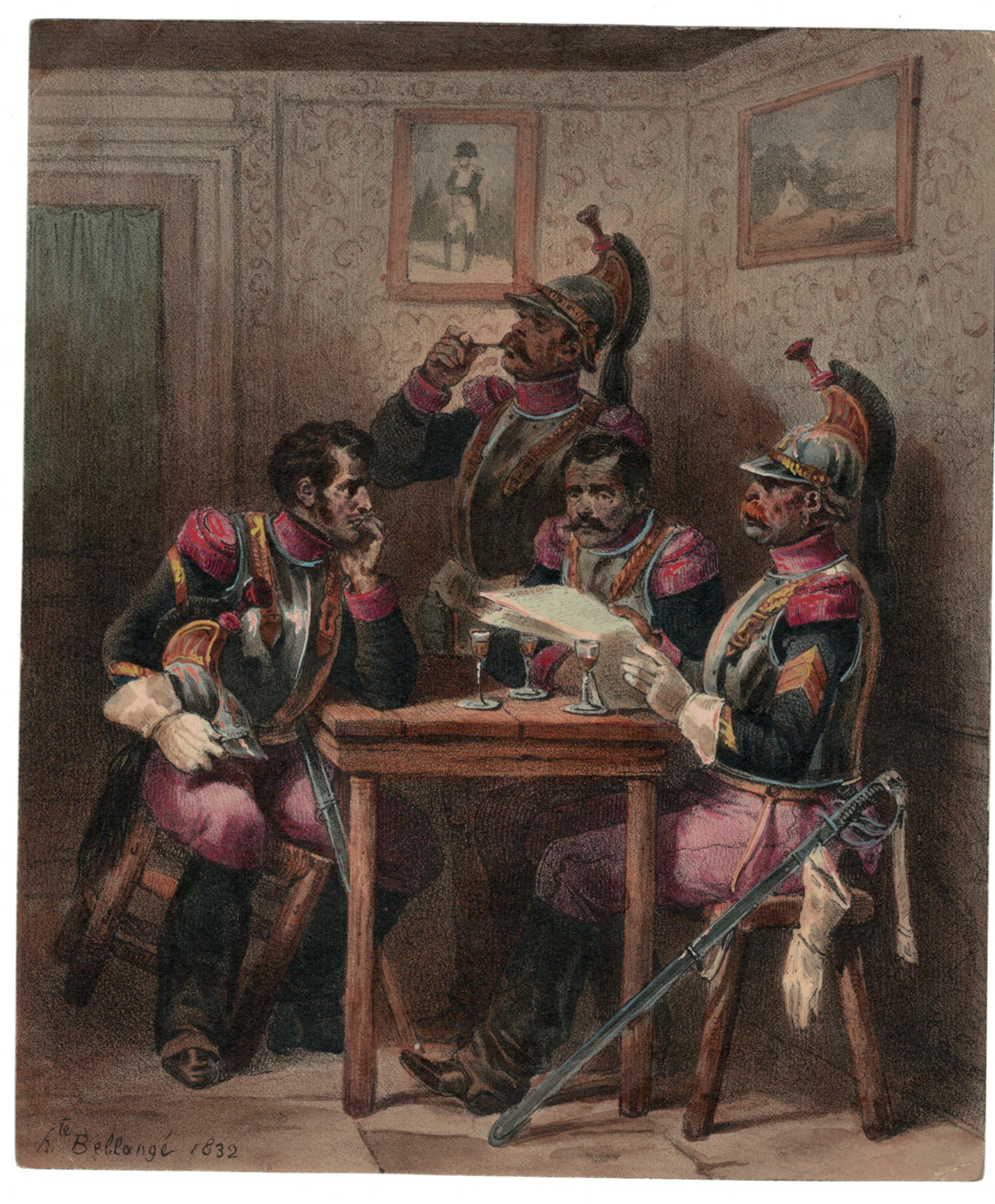 Gravure XIX - Cavalier - Restauration 1815/1830 - Charlet, Nicolas Toussaint - Hippolyte Bellangé - Victor Adam - Vie du Soldat - Militaire