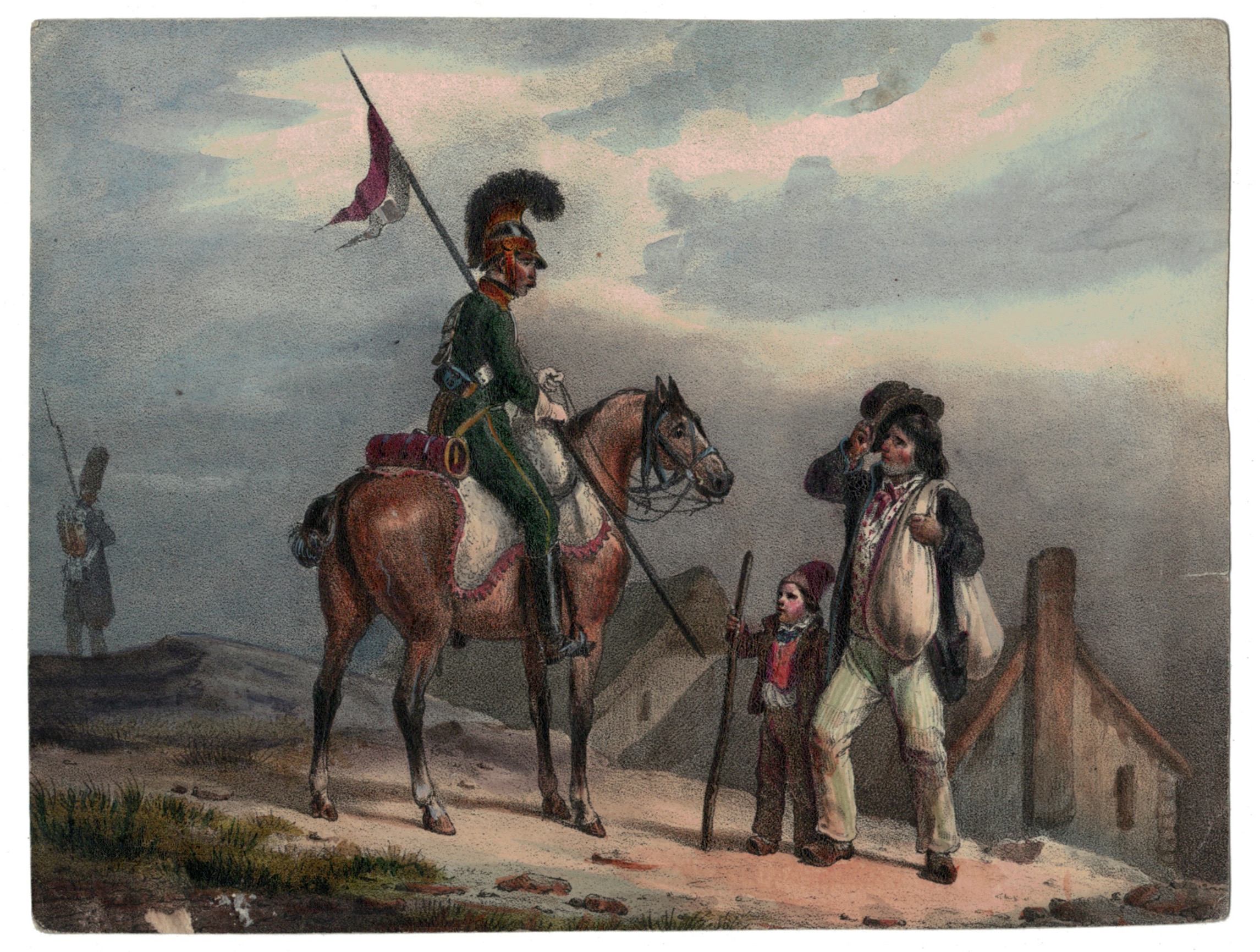 Gravure XIX - Cavalier - Empire 1815 - Charlet, Nicolas Toussaint - Hippolyte Bellangé - Victor Adam - Vie du Soldat - Militaire
