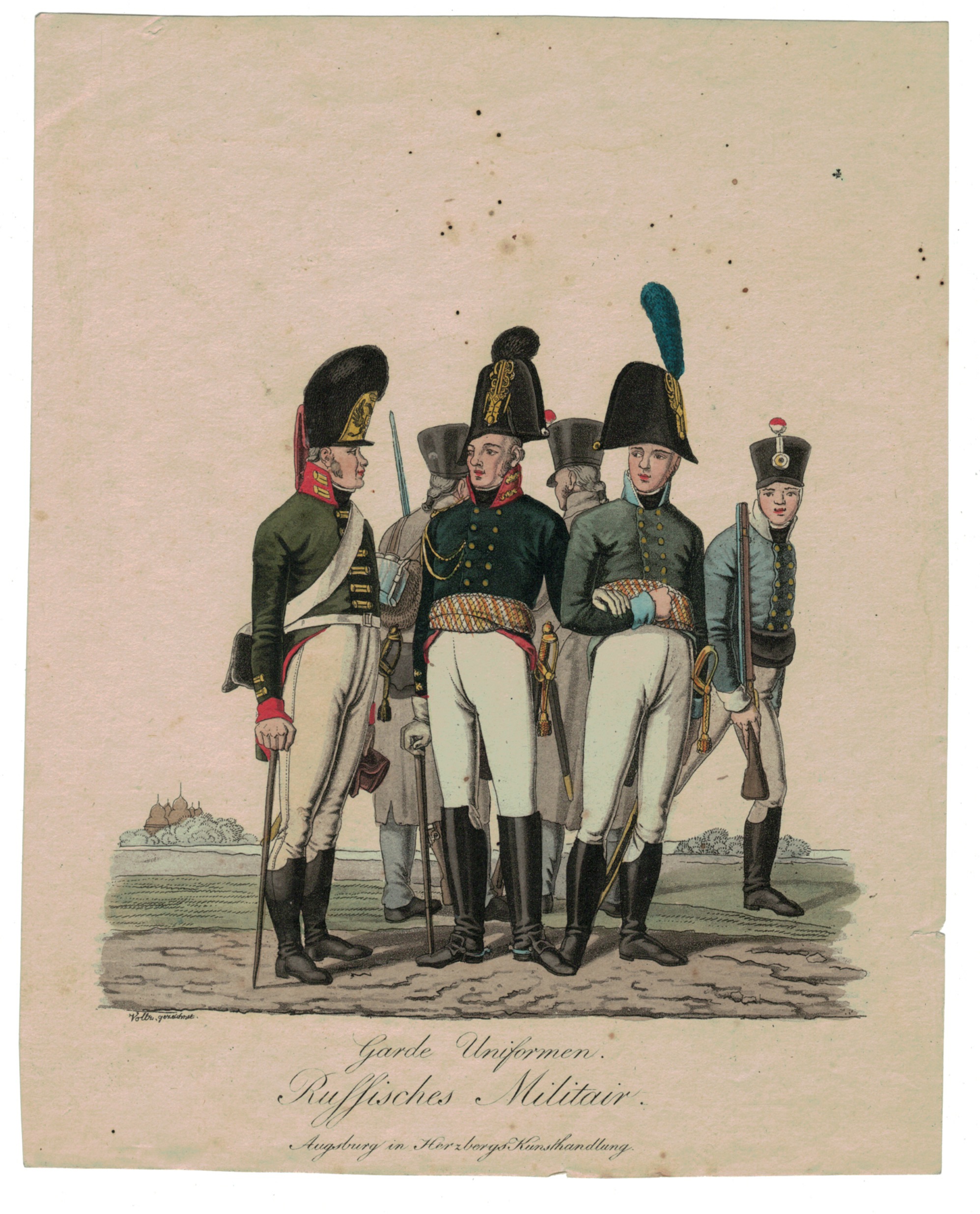 Gravure XIX - Armée Russe - Russie - Cavalier - Guerres Napoléoniennes - 1812 - Napoléon I - Borodino - Garde - Infanterie