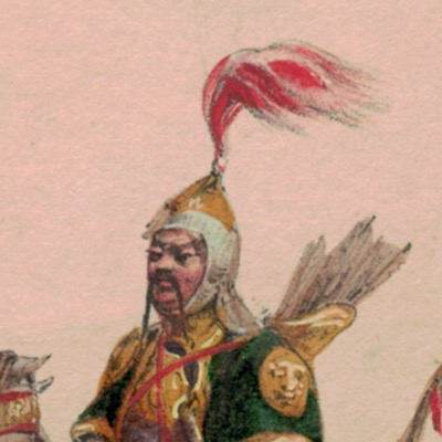 Gravure XIX - Cosaques - Russie - Cavalier - Guerres Napoléoniennes - 1812 - Napoléon I - Borodino - Bashkir - Kirghize - NOËL-DIEUDONNÉ FINART (1797 - 1852)