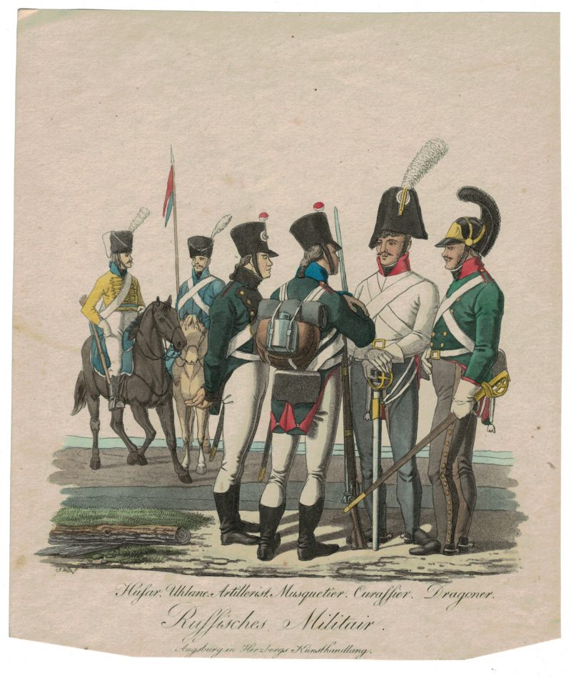 Gravure XIX - Armée Russe - Russie - Cavalier - Guerres Napoléoniennes - 1812 - Napoléon I - Borodino - Garde - Infanterie