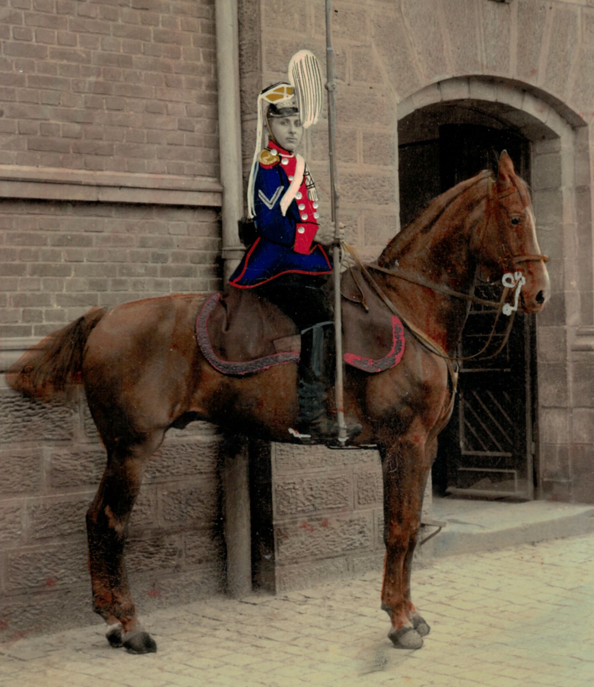 Grande Photo Soldat Allemand - Armée Cavalerie - Grande tenue - Uhlan - Sabre - Saarbrücke - Ulanen-Regiment Großherzog Friedrich von Baden Nr.7