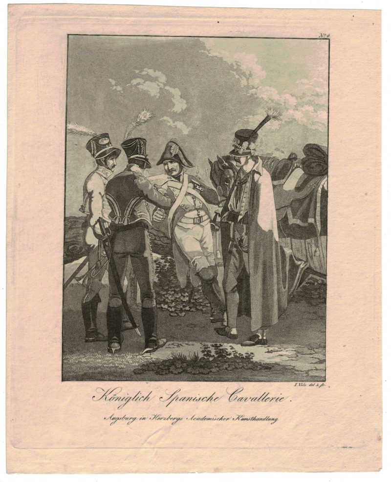 Gravure XIX - SEELE, VOLZ und EBNER - Troupes Espagnoles - Cavalerie - Uniforme - 1er Empire - Cira 1810