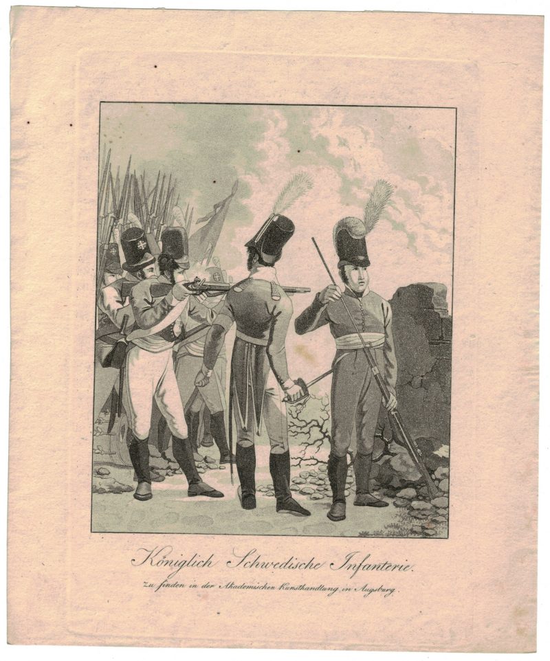 Gravure XIX - SEELE, VOLZ und EBNER - Troupes Suédoises - Infanterie - Uniforme - 1er Empire - Cira 1810