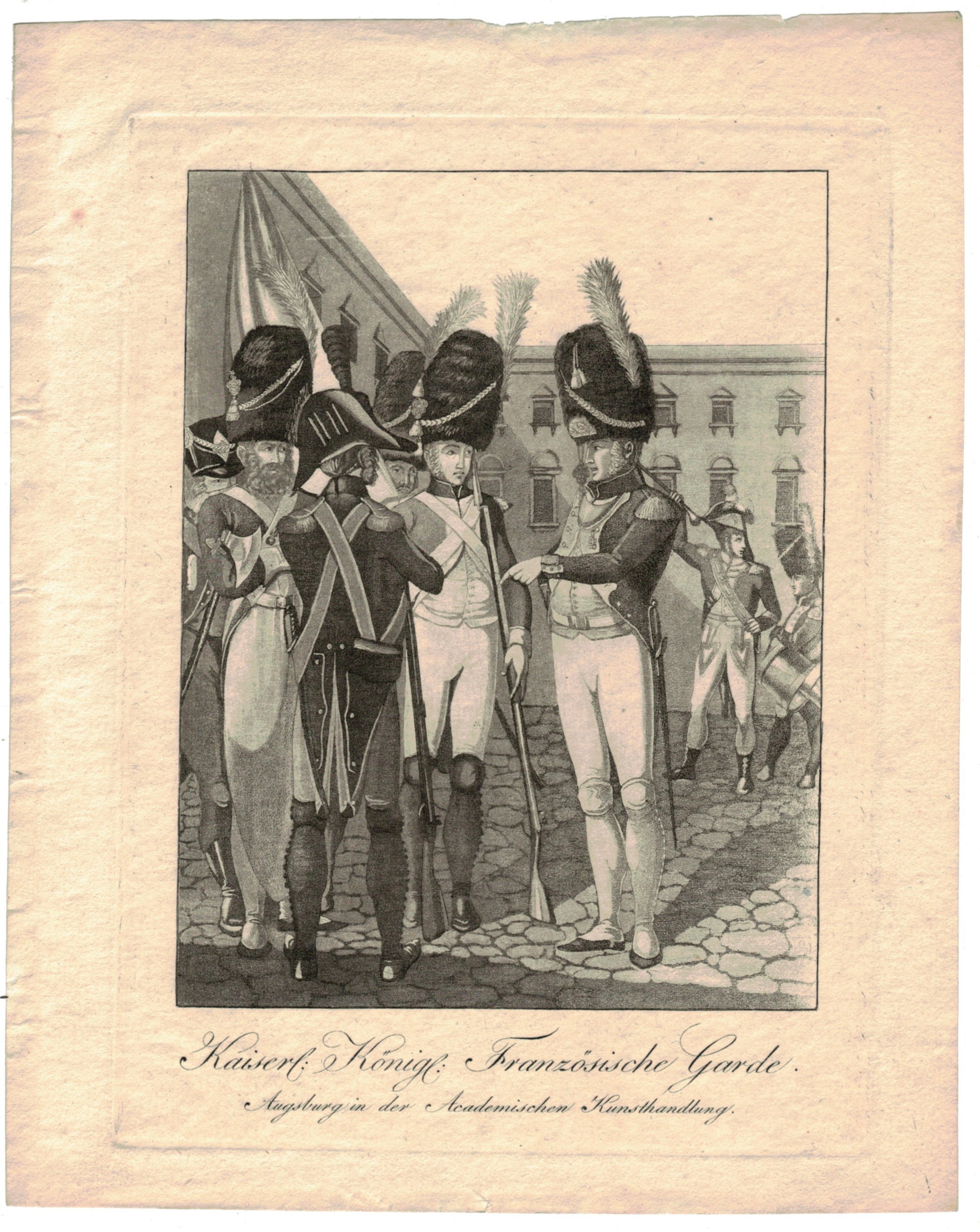 Gravure XIX - SEELE, VOLZ und EBNER - Troupes Françaises - Garde Grenadier - Uniforme - 1er Empire - Cira 1810
