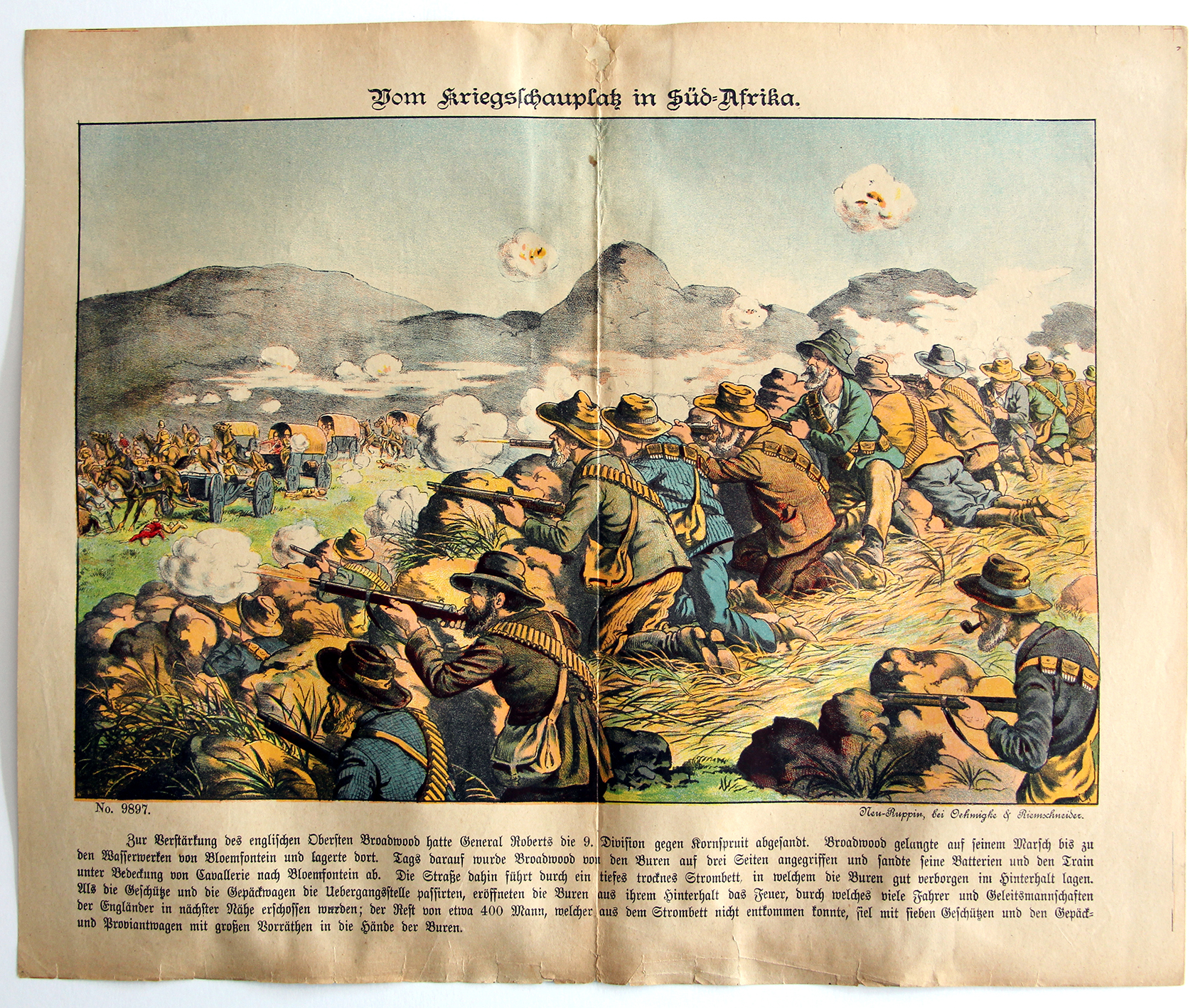 Planche imagerie - Neu-Ruppin, Bei Oehmigke & Riemschneider - Fin XIX - Guerre de Boers - Süd Afrika.