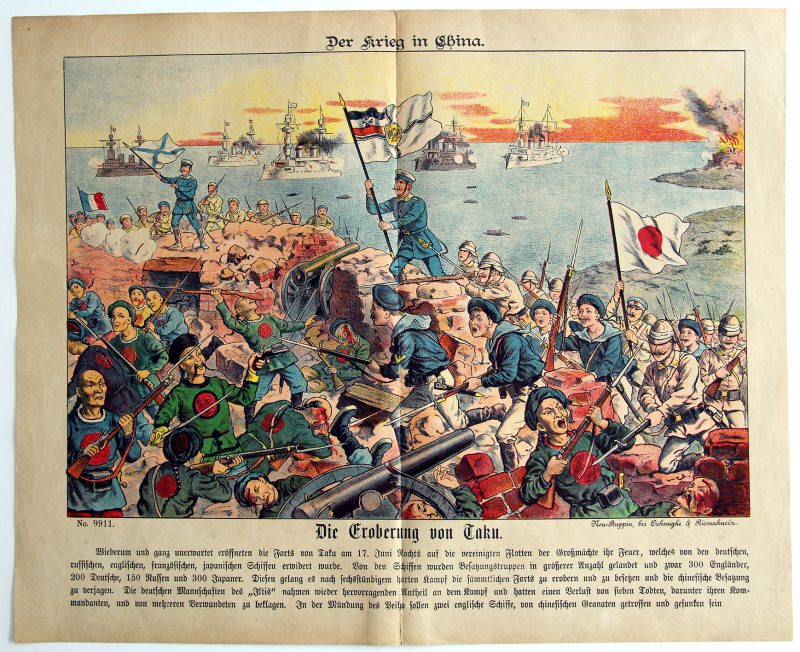 Planche imagerie - Neu-Ruppin, Bei Oehmigke & Riemschneider - Fin XIX - Der Krieg in China - Die Eroberung von Taku - 1900