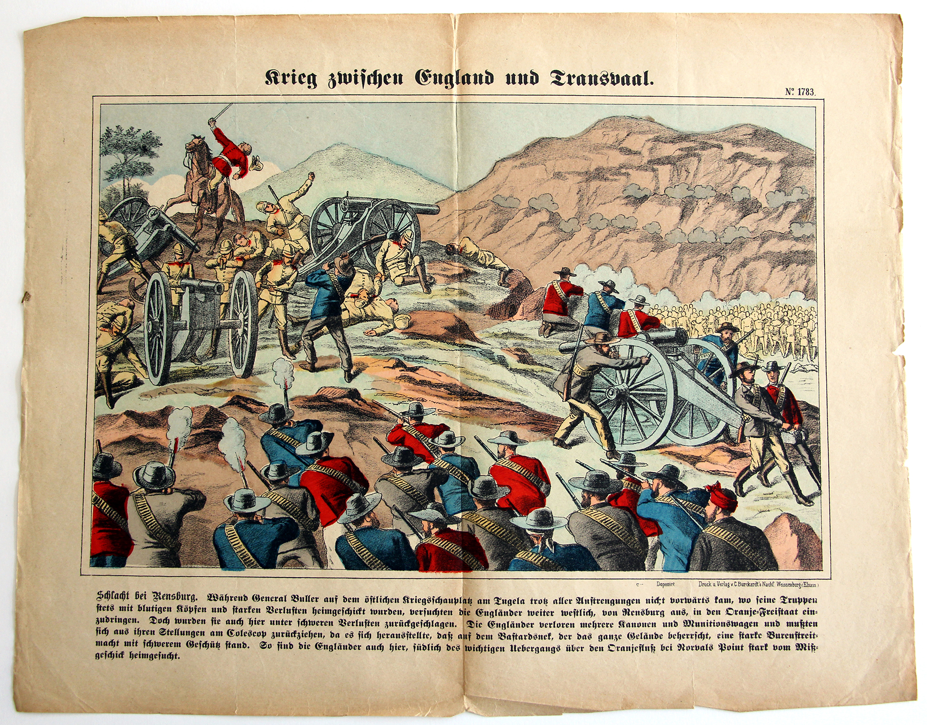 Planche imagerie Wissembourg - C.Burckardt - Guerre des Boers - Armée Angleterre - 1880 - Transvaal
