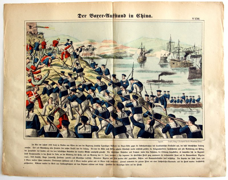 Planche imagerie Wissembourg - C.Burckardt - Révolte des Boxers - Débarquement international - Empire allemand - France - 1900