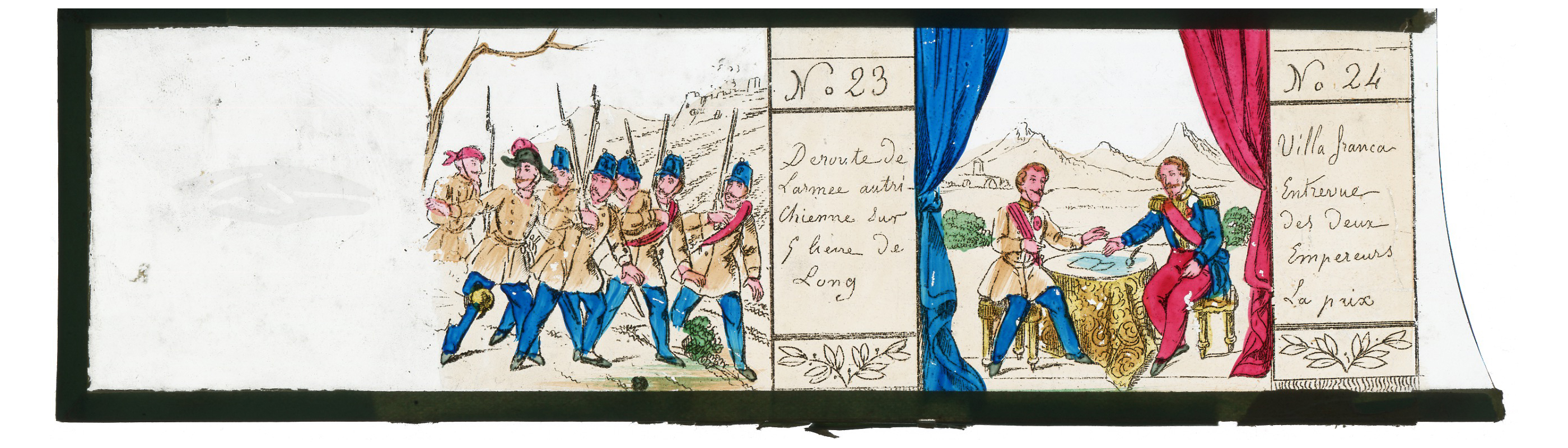 11 plaques de verre – Lanterne magique – XIX – Mes Armées