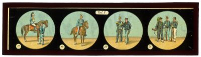 11 plaques de verre - Lanterne magique - XIX - Mes Armées Européennes XIX - Prusse - Angleterre - Italie - En campagne - Uniforme