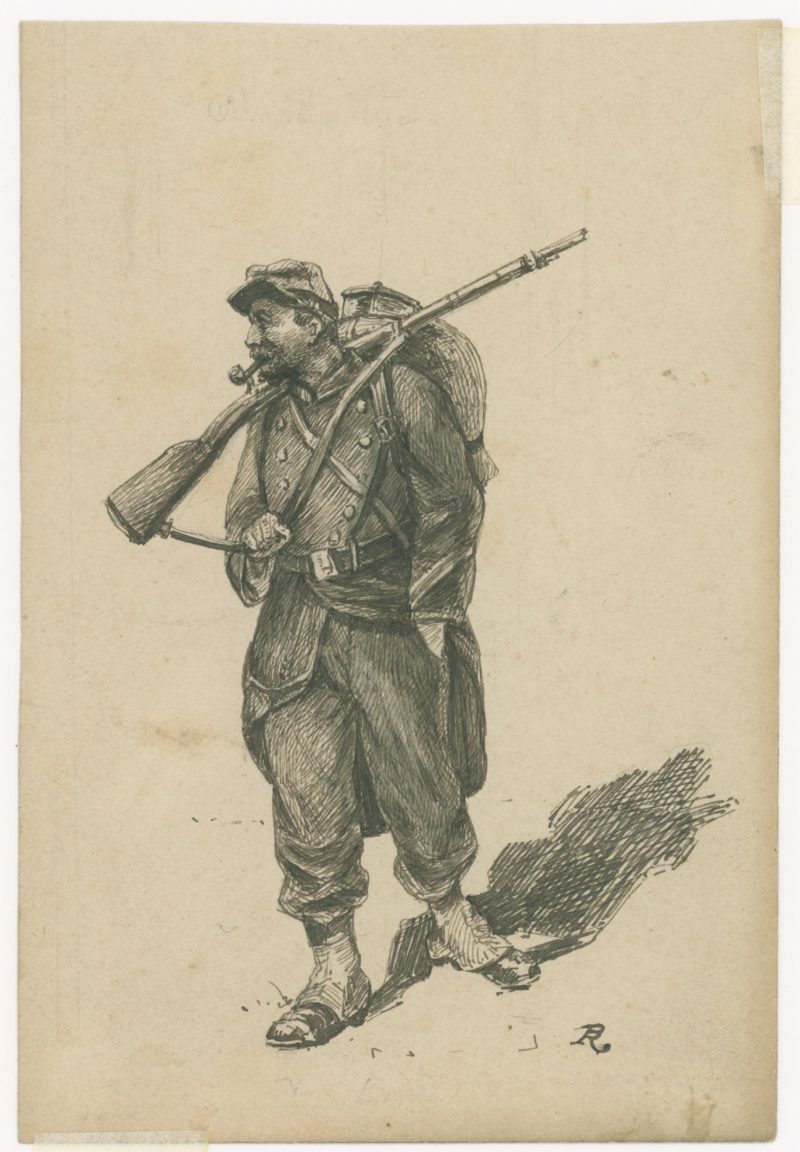 Dessin à la plume - Infanterie - 1860/1870 - Uniforme - Second Empire - Uniforme - Soldat