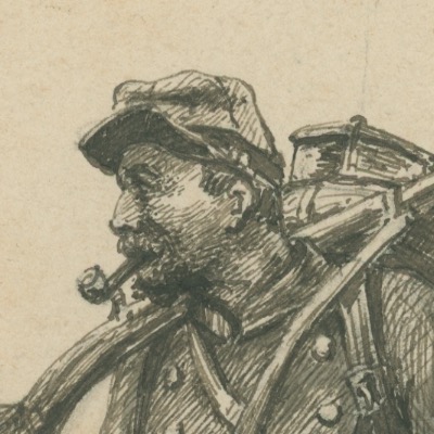 Dessin à la plume - Infanterie - 1860/1870 - Uniforme - Second Empire - Uniforme - Soldat