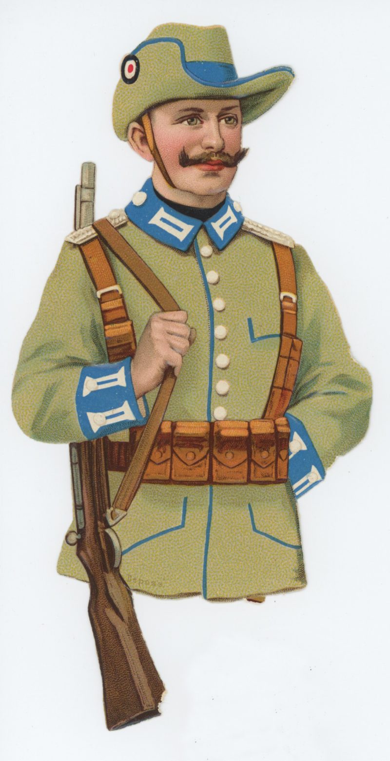 4 chromos imagerie - Armée Prussienne - Découpi - Oblaten - Uniforme - XIX - Guerre 14/18 - Imagerie - Populaire