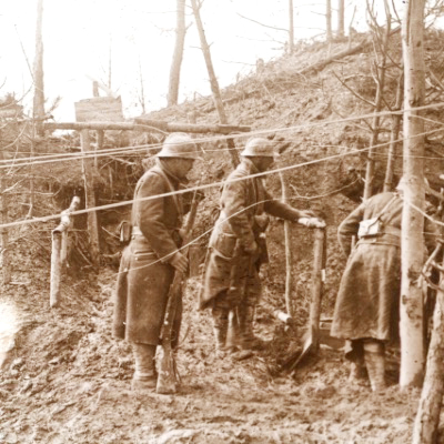 Photo Plaque Stéréo - Guerre 14/18 - Conflit - Tranchée - Vue Stéréoscopique - Poilu - Uniforme - Document actualité - 007