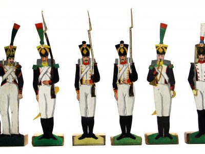 6 Petits Soldats de Strasbourg - Infanterie 1er Empire - Peints à la main - Socle bois - Grenadier - Voltigeur - Napoleon 1er