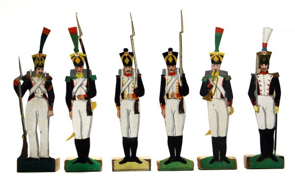 6 Petits Soldats de Strasbourg - Infanterie 1er Empire - Peints à la main - Socle bois - Grenadier - Voltigeur - Napoleon 1er