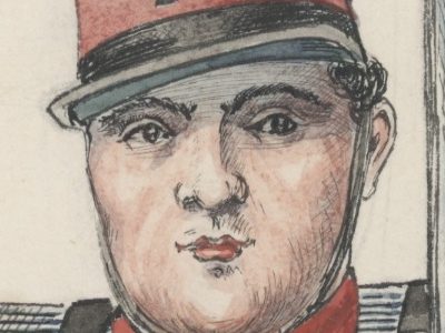 Dessin crayon rehaussé - Garde Nationale Mobile 1848 -Monarchie de Juillet - Uniforme - Aquarelle Originale - Henri Boisselier.