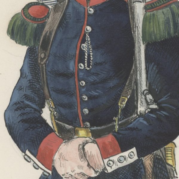 Dessin crayon rehaussé - Garde Nationale Mobile 1848 -Monarchie de Juillet - Uniforme - Aquarelle Originale - Henri Boisselier.