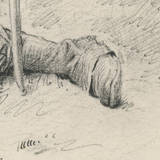 Dessin crayon rehaussé encre noire - Mobile 1870/1871 - France - Uniforme - Dessin orignal de Paul Grolleron 1884
