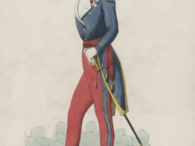 Gravure XIX - Voltigeur de la Garde Second Empire - Napoléon III - Tenue d'hiver - Paletot militaire - Officier des voltigeurs - Crimée - Italie